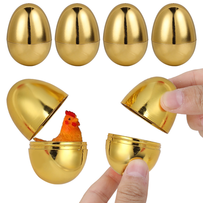 Party Games Easter For Kids - 6PCS Golden Easter Eggs Plastic Gift