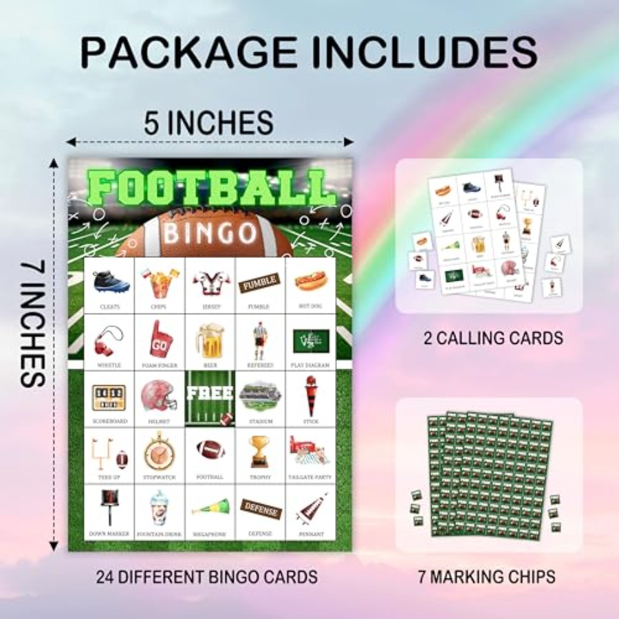 Football Party Bingo Game Card - Party Games For Adults Large Group recension och pris