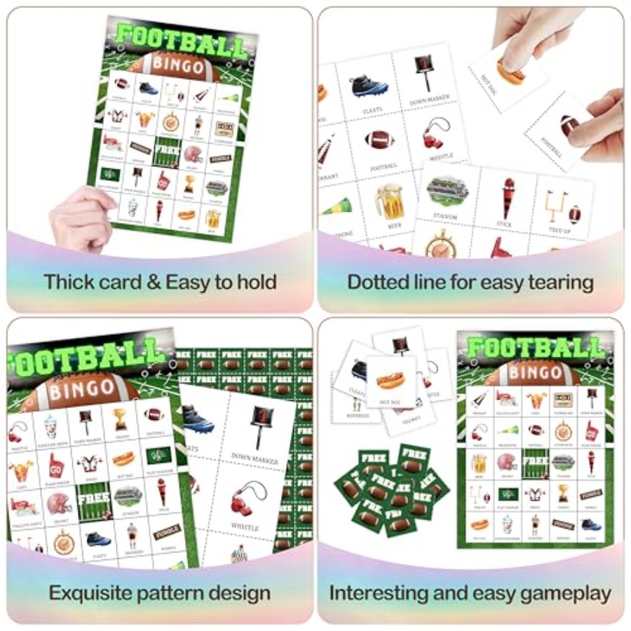 Football Party Bingo Game Card - Party Games For Adults Large Group recension och pris